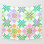 Checkerboard Quilt - Pastel Colors Wall Tapestry Gallery Image 4