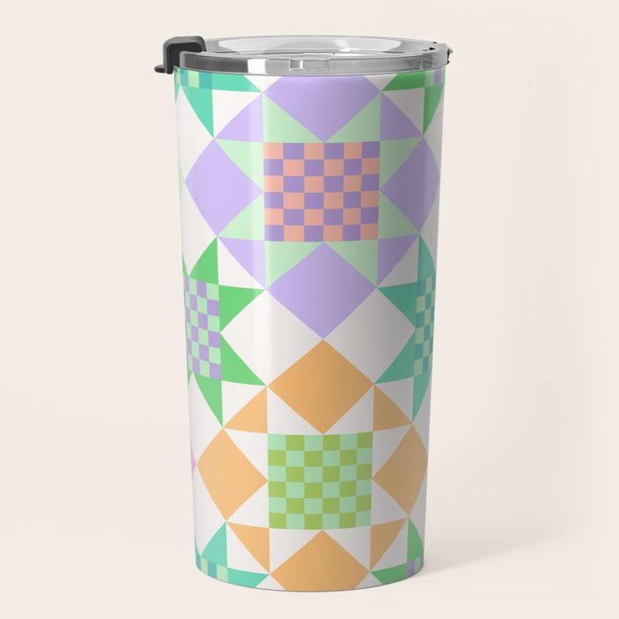 Checkerboard Quilt - Pastel Colors Travel Mug Gallery Image 3