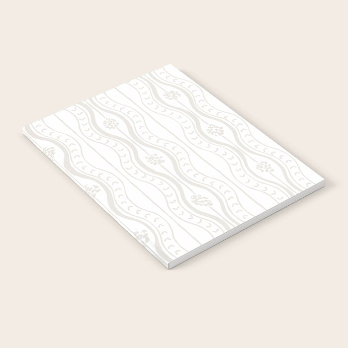 Wavy lines and tiny blooms - natural soft beige mushroom tones pattern Notebook Gallery Image 2