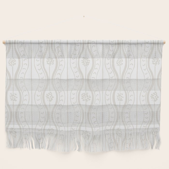 Wavy lines and tiny blooms - natural soft beige mushroom tones pattern Wall Hanging Gallery Image 1