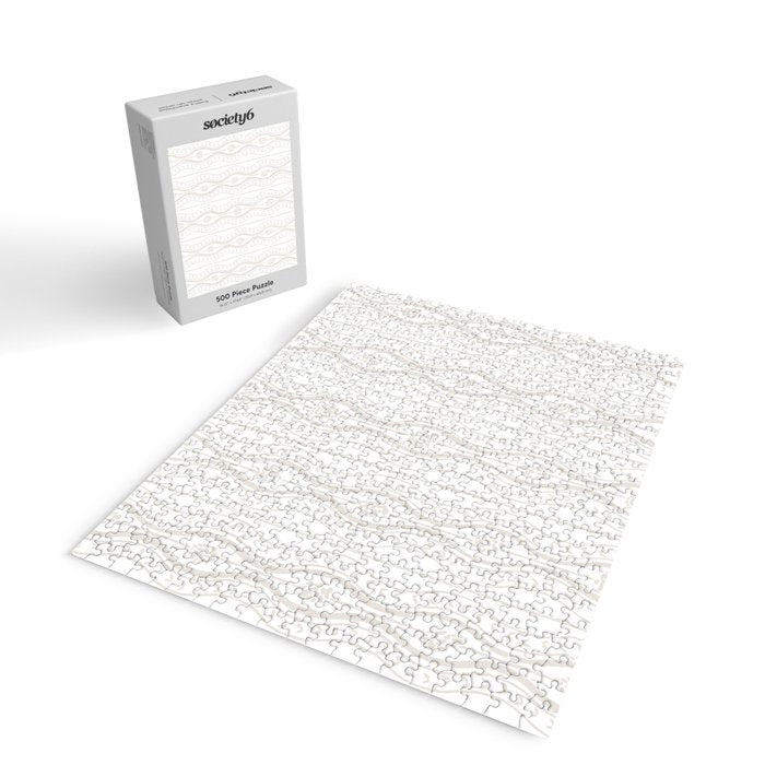 Wavy lines and tiny blooms - natural soft beige mushroom tones pattern Jigsaw Puzzle Gallery Image 2