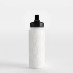 Wavy lines and tiny blooms - natural soft beige mushroom tones pattern Water Bottle Gallery Image 2