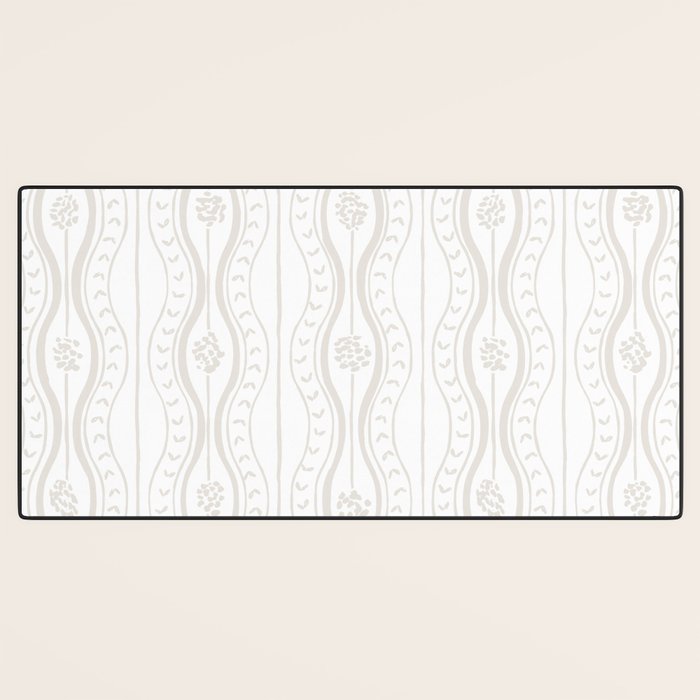 Wavy lines and tiny blooms - natural soft beige mushroom tones pattern Desk Mat Gallery Image 3