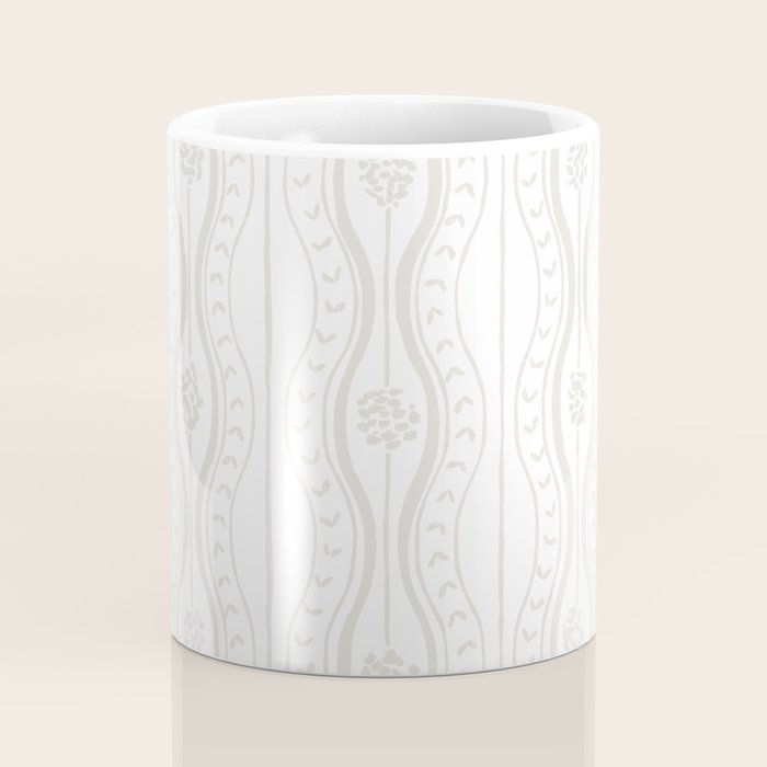 Wavy lines and tiny blooms - natural soft beige mushroom tones pattern Coffee Mug Gallery Image 4
