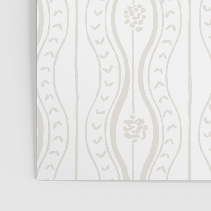 Wavy lines and tiny blooms - natural soft beige mushroom tones pattern Poster Gallery Image 3