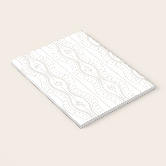 Wavy lines and tiny blooms - natural soft beige mushroom tones pattern Notebook Gallery Image 3