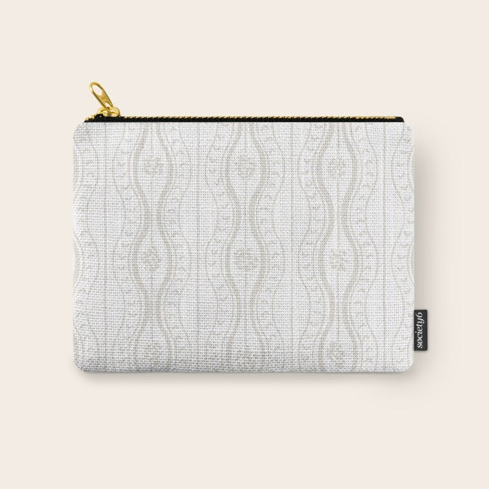 Wavy lines and tiny blooms - natural soft beige mushroom tones pattern Carry All Pouch Gallery Image 1