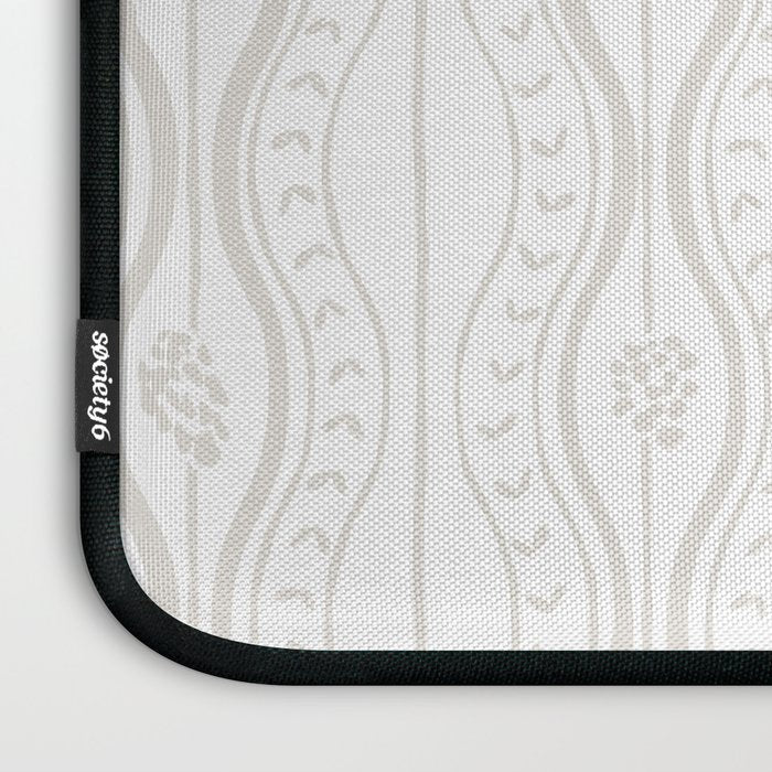 Wavy lines and tiny blooms - natural soft beige mushroom tones pattern Laptop Sleeve Gallery Image 3