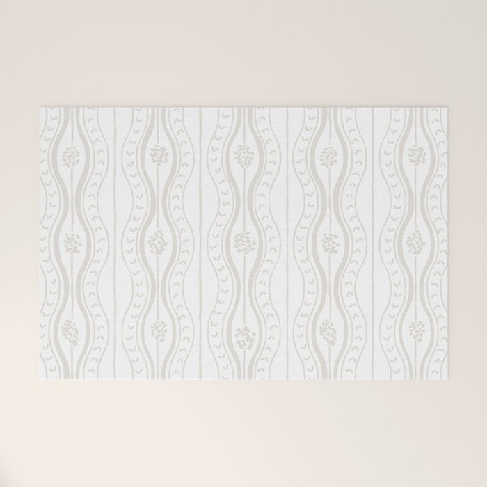 Wavy lines and tiny blooms - natural soft beige mushroom tones pattern Welcome Mat Gallery Image 1