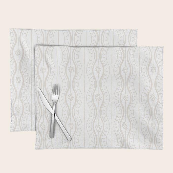 Wavy lines and tiny blooms - natural soft beige mushroom tones pattern Placemat Gallery Image 1