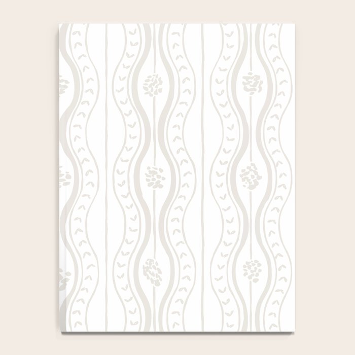 Wavy lines and tiny blooms - natural soft beige mushroom tones pattern Notebook Gallery Image 4