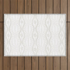 Wavy lines and tiny blooms - natural soft beige mushroom tones pattern Outdoor Rug Gallery Image 1
