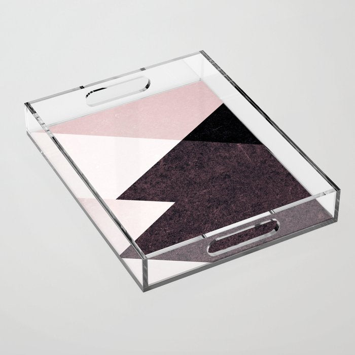 Geometrics III - pink granite & marble Acrylic Tray Gallery Image 1