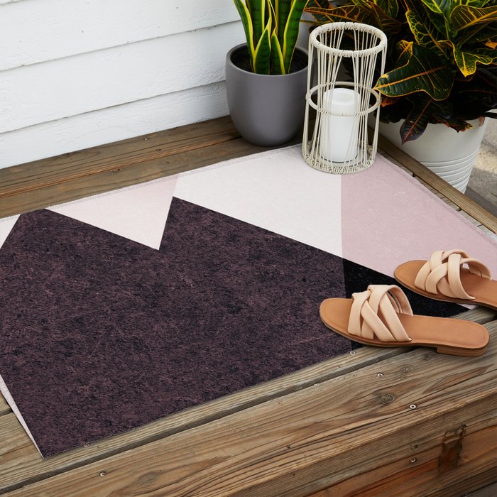 Geometrics III - pink granite & marble Outdoor Rug Gallery Image 2