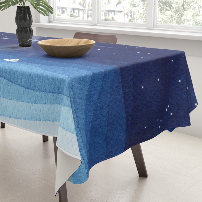 Falling star, shooting star, sailboat ocean waves blue sea Tablecloth Gallery Image 3