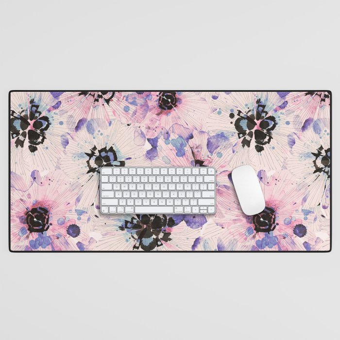 Abstract flowered paint modern Desk Mat Gallery Image 1