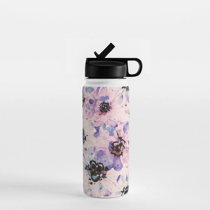 Abstract flowered paint modern Water Bottle Gallery Image 1
