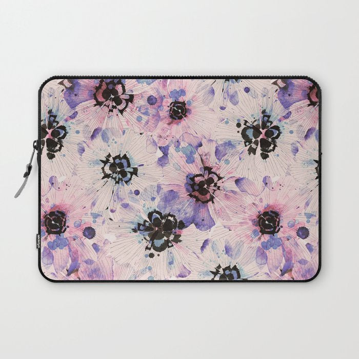 Abstract flowered paint modern Laptop Sleeve Gallery Image 1