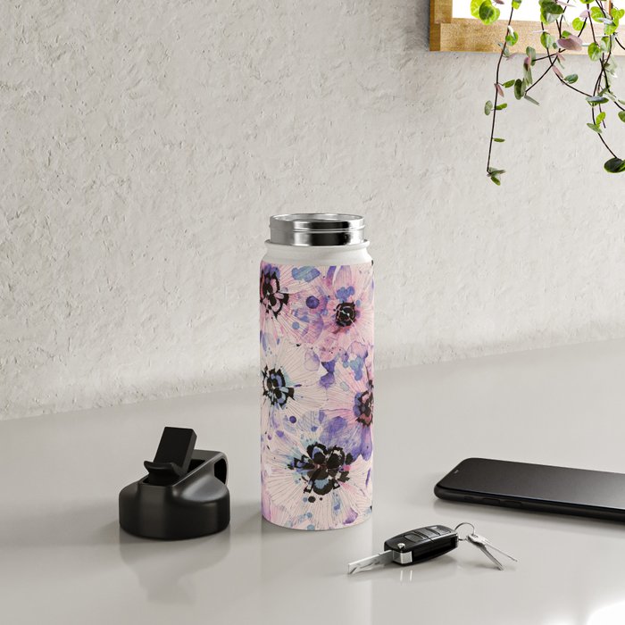 Abstract flowered paint modern Water Bottle Gallery Image 4