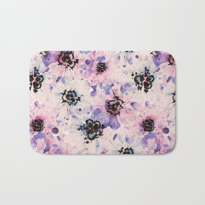 Abstract flowered paint modern Bath Mat Gallery Image 1