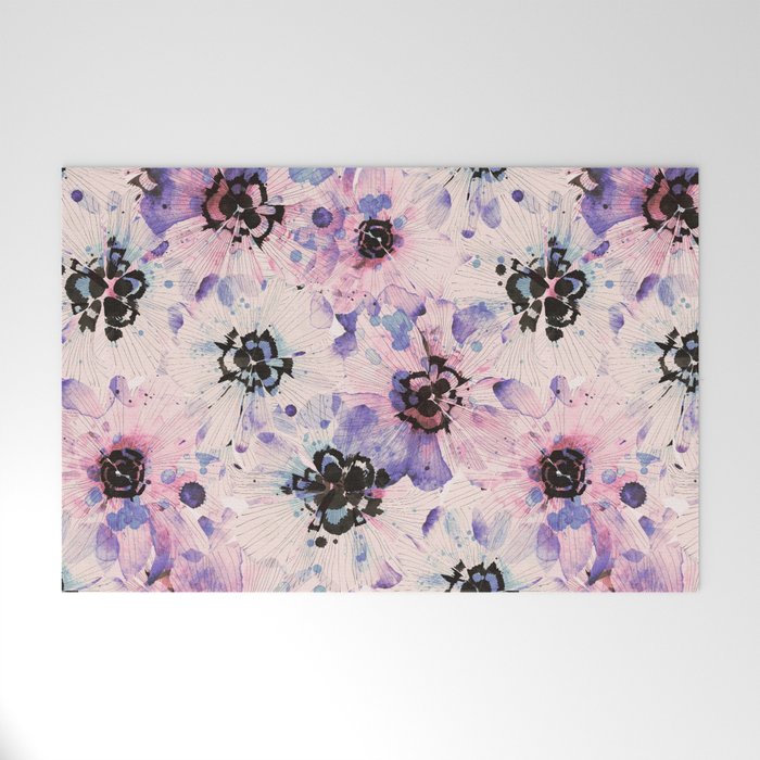Abstract flowered paint modern Welcome Mat Gallery Image 1