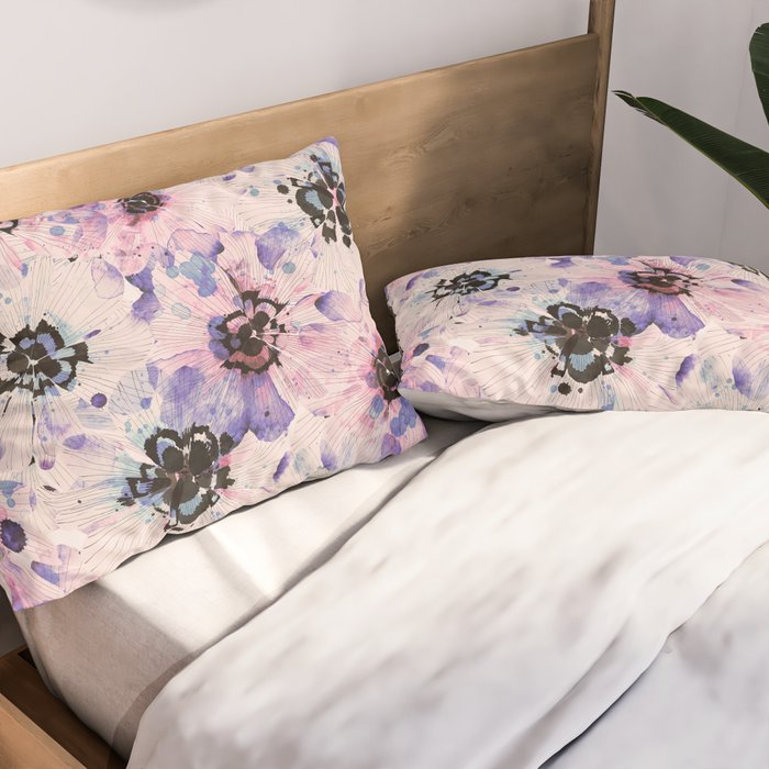 Abstract flowered paint modern Pillow Sham Gallery Image 2