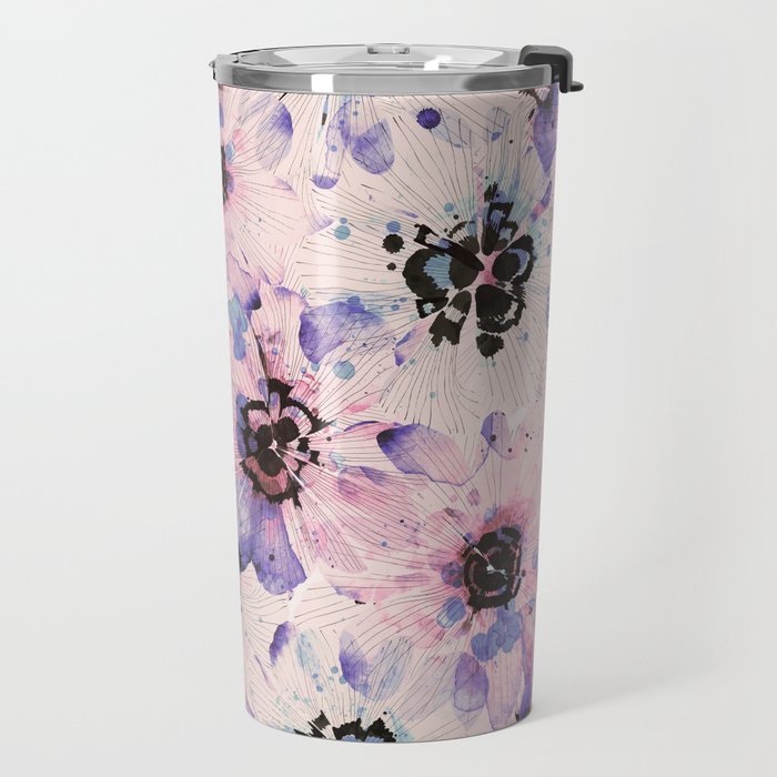 Abstract flowered paint modern Travel Mug Gallery Image 2