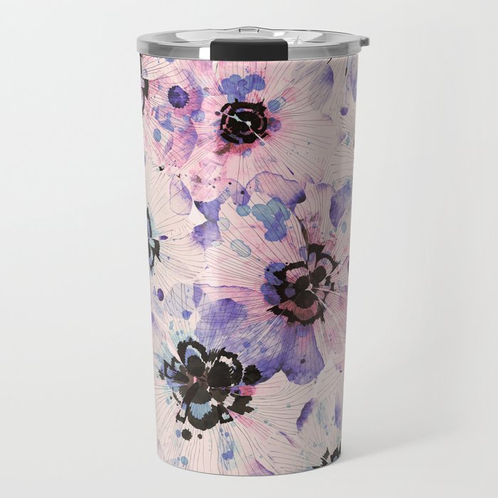 Abstract flowered paint modern Travel Mug Gallery Image 1