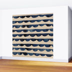 Thin Scalloped Line in indigo watercolor blue Wall Mural Gallery Image 2