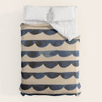 Thin Scalloped Line in indigo watercolor blue Duvet Cover Gallery Image 6