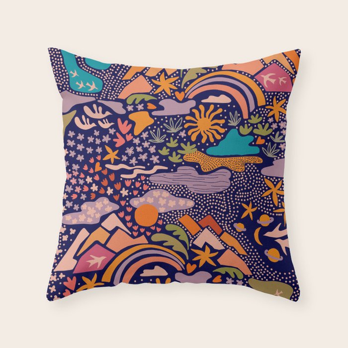 Ditsy Outdoor Adventures Throw Pillow Gallery Image 1