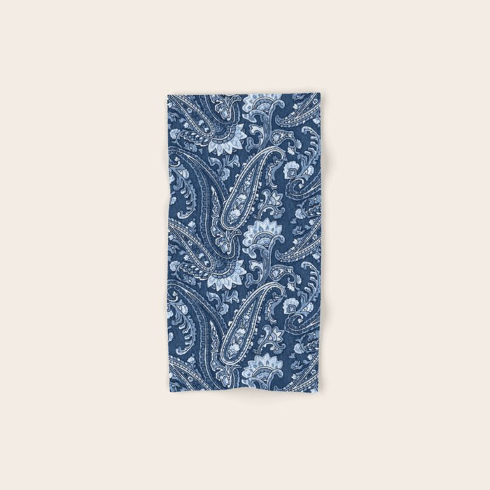Blue indigo paisley Bath Towel
