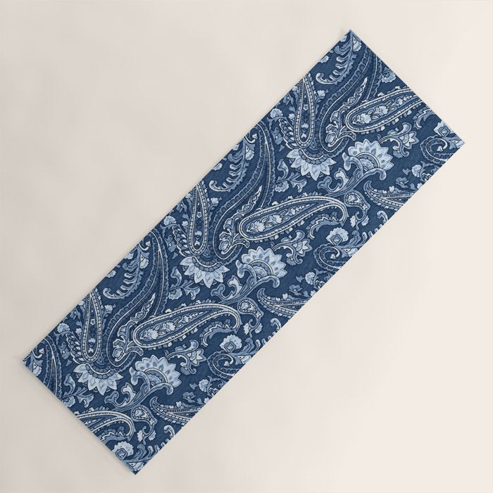 Blue indigo paisley Yoga Mat Gallery Image 1