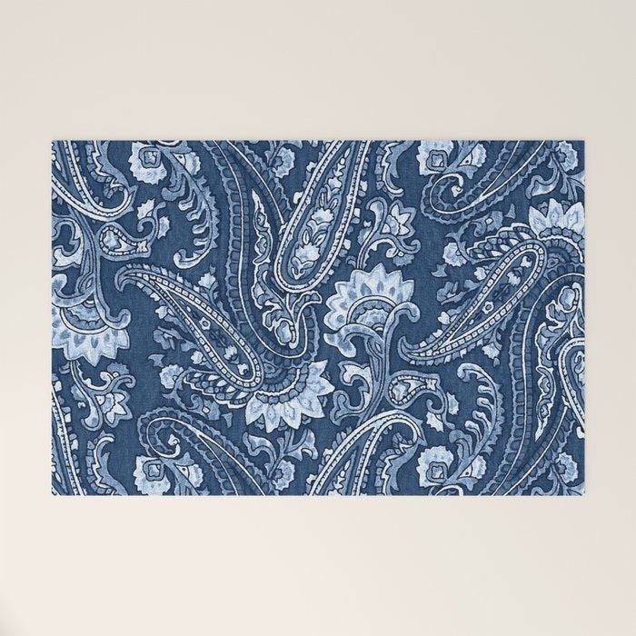 Blue indigo paisley Welcome Mat Gallery Image 1