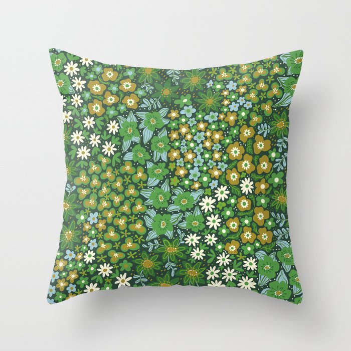 Meadow in green Throw Pillow Gallery Image 1