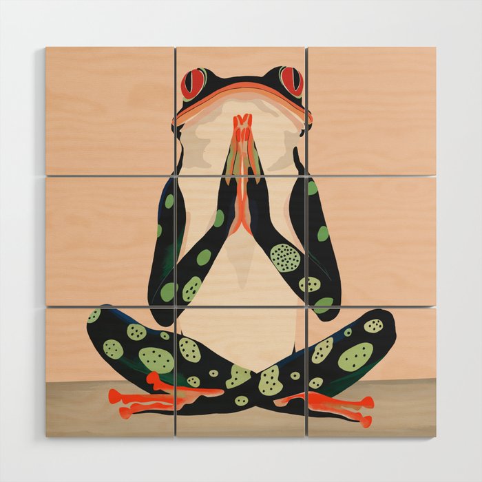 Yoga Frog Wood Wall Art Gallery Image 1