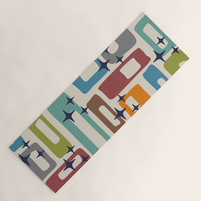 Retro Mid Century Modern Abstract Pattern 224 Atomic Googie Yoga Mat Gallery Image 1
