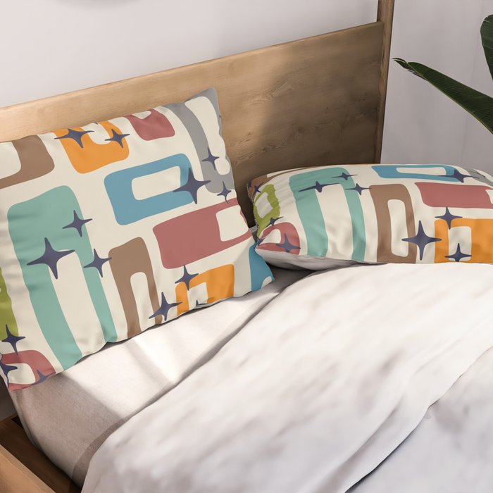 Retro Mid Century Modern Abstract Pattern 224 Atomic Googie Pillow Sham Gallery Image 2