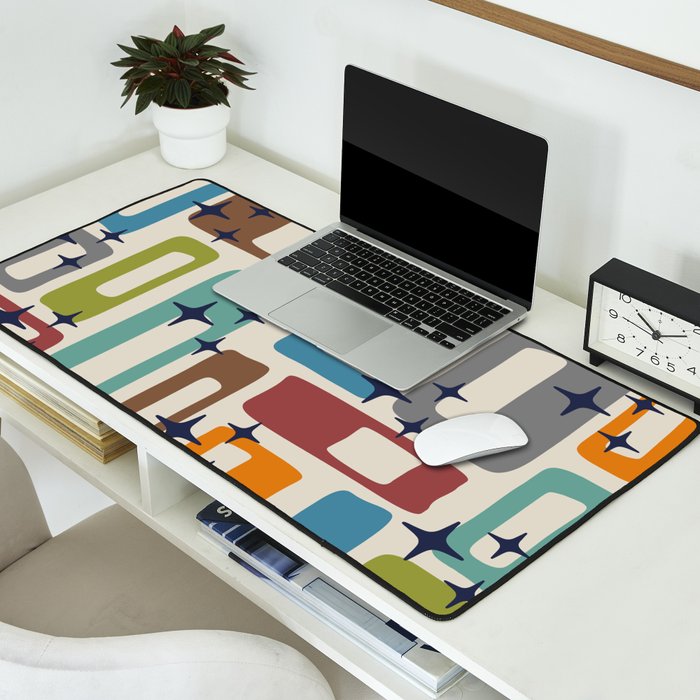 Retro Mid Century Modern Abstract Pattern 224 Atomic Googie Desk Mat Gallery Image 2