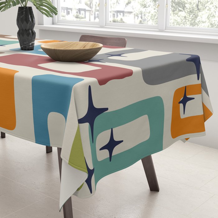 Retro Mid Century Modern Abstract Pattern 224 Atomic Googie Tablecloth Gallery Image 3