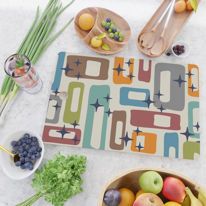 Retro Mid Century Modern Abstract Pattern 224 Atomic Googie Cutting Board Gallery Image 2