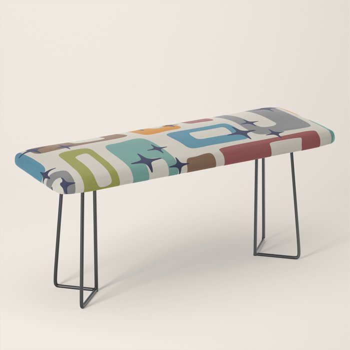 Retro Mid Century Modern Abstract Pattern 224 Atomic Googie Bench Gallery Image 1