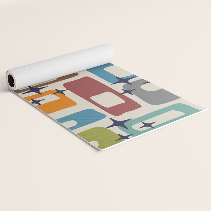 Retro Mid Century Modern Abstract Pattern 224 Atomic Googie Yoga Mat Gallery Image 2