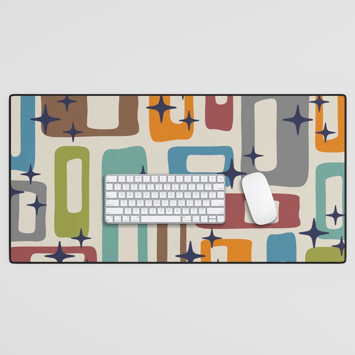 Retro Mid Century Modern Abstract Pattern 224 Atomic Googie Desk Mat Gallery Image 1
