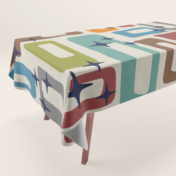 Retro Mid Century Modern Abstract Pattern 224 Atomic Googie Tablecloth Gallery Image 1