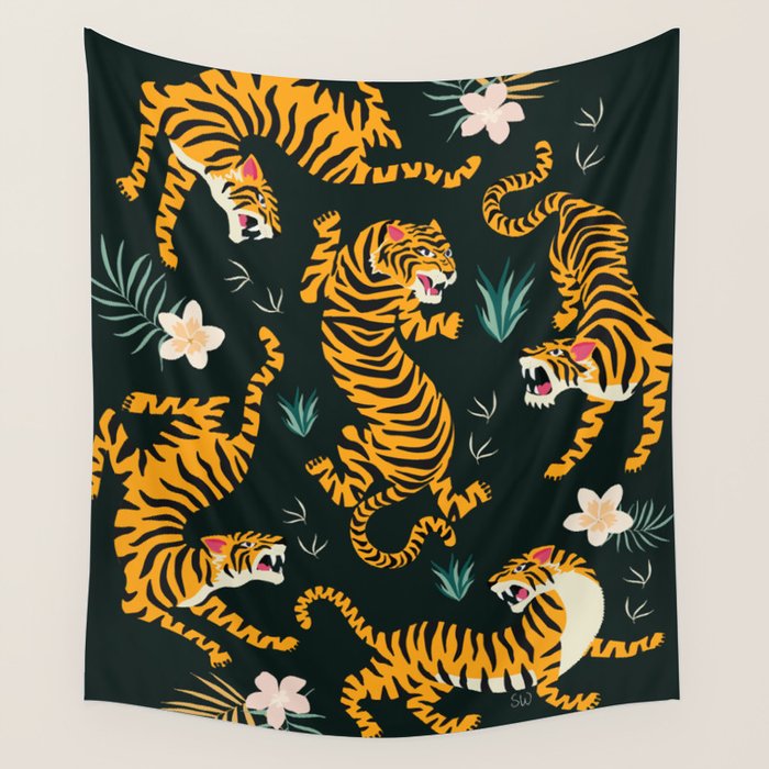 Tiger All Around Wall Tapestry Gallery Image 1