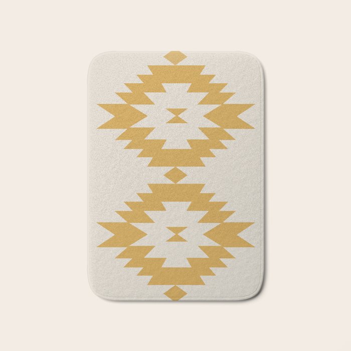 Southwestern Minimalism - Golden Yellow Neutral Beige Bath Mat Gallery Image 1