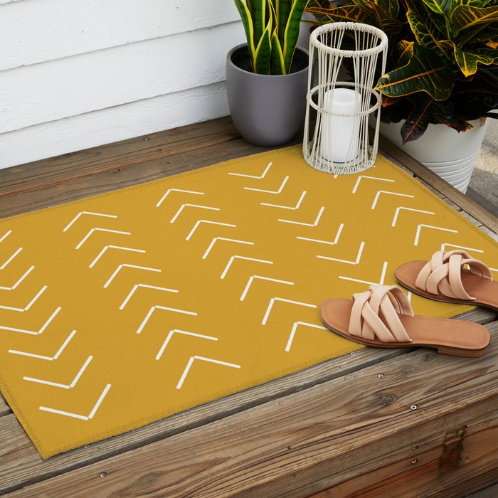 Mudcloth II (Mustard Yellow) Outdoor Rug Gallery Image 2