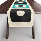 Mid Century Modern Square Dot Pattern 593 Black and Turquoise Table Runner Gallery Image 1