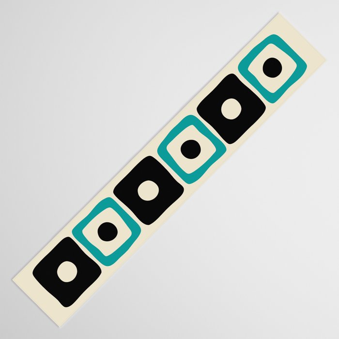 Mid Century Modern Square Dot Pattern 593 Black and Turquoise Table Runner Gallery Image 3